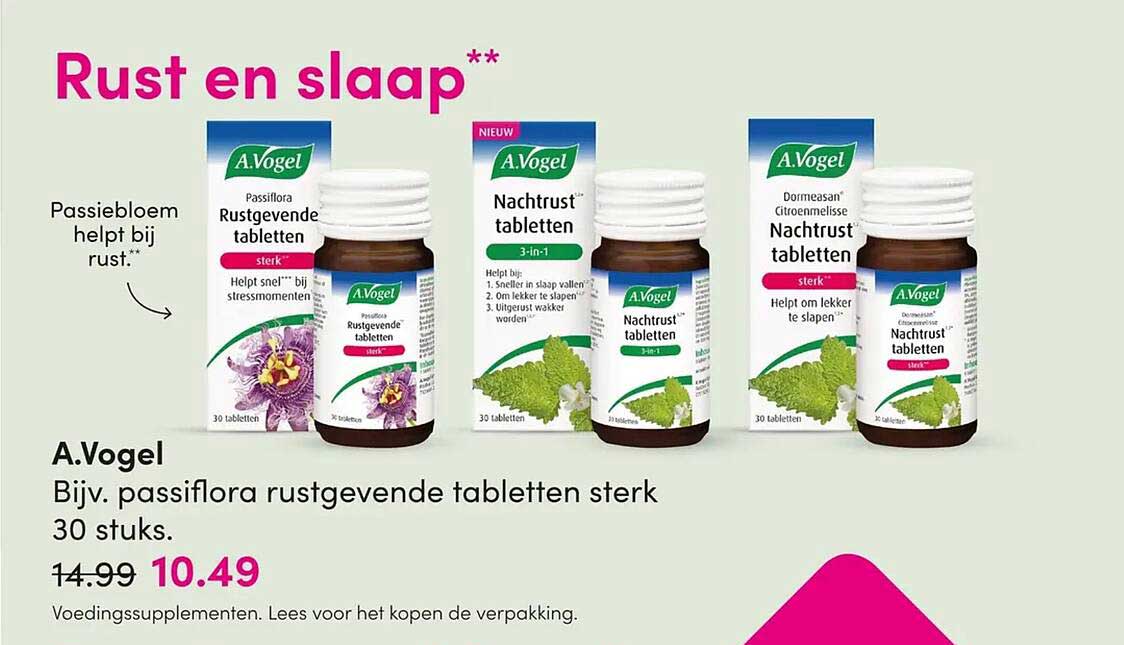 A.Vogel Bijv. passiflora rustgevende tabletten sterk 30 stuks.