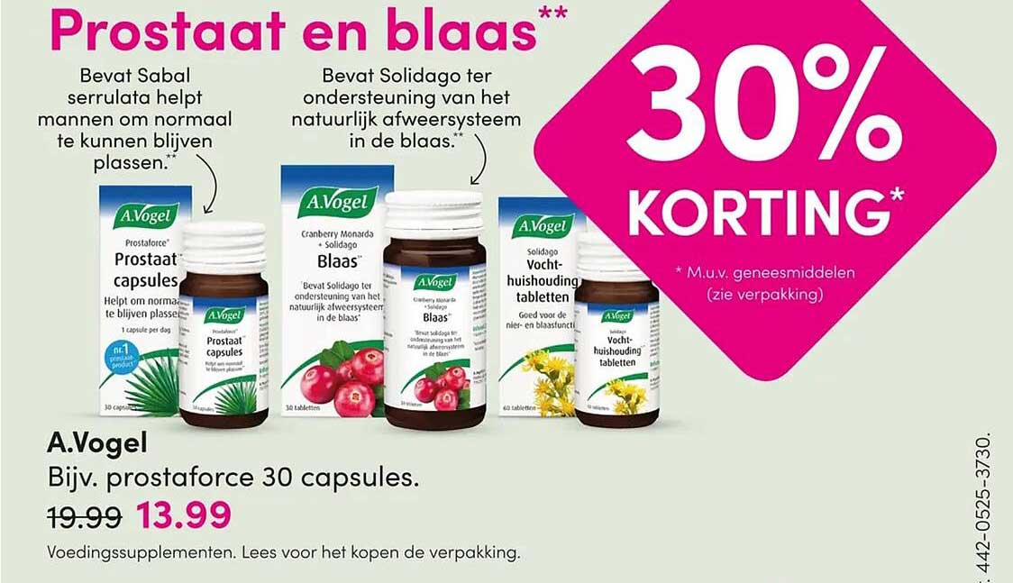 A.Vogel Bijv. prostaforce 30 capsules. 30% KORTING