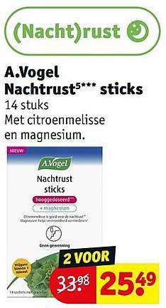 A.Vogel Nachtrust*** sticks 14 stuks Met citroenmelisse en magnesium. 2 VOOR