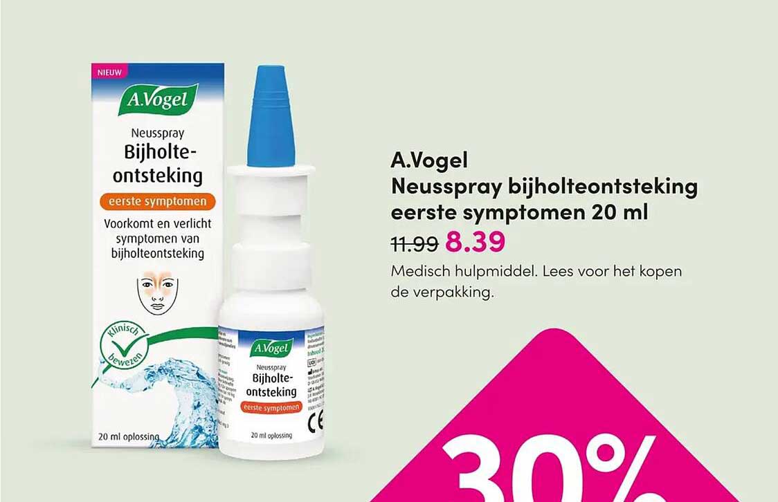 A.Vogel Neusspray bijholteontsteking eerste symptomen 20 ml
