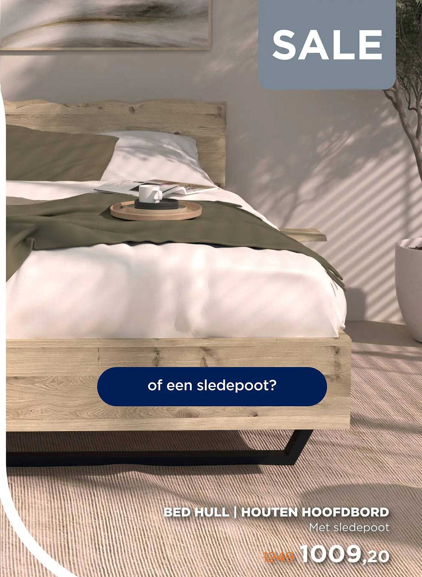 BED HULL | HOUTEN HOOFDBORD Met sledepot
