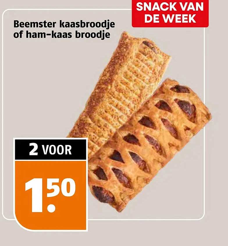 Beemster kaasbroodje of ham-kaas broodje