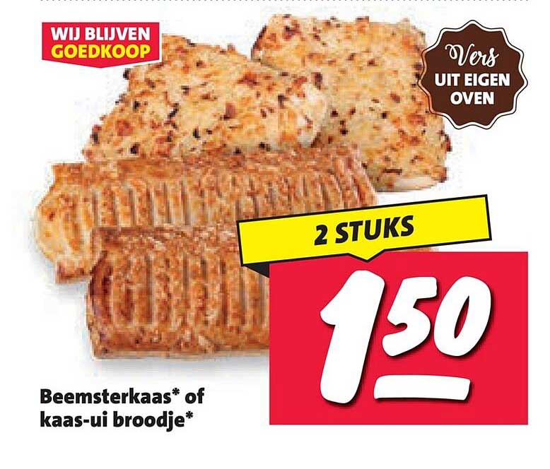 Beemsterkaas* of kaas-ui broodje* 2 stuks