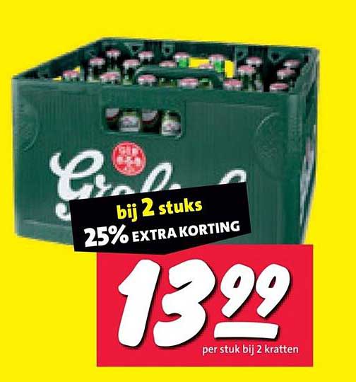 bij 2 stuks 25% EXTRA KORTING 13,99 per stuk bij 2 kratten