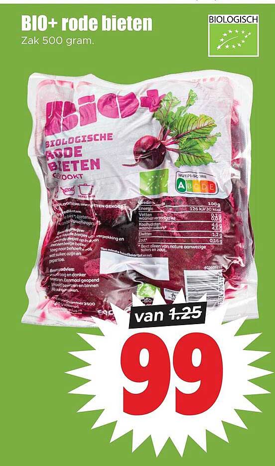 BIO+ rode bieten Zak 500 gram.