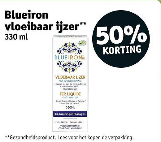Blueiron vloeibaar ijzer** 330 ml 50% korting