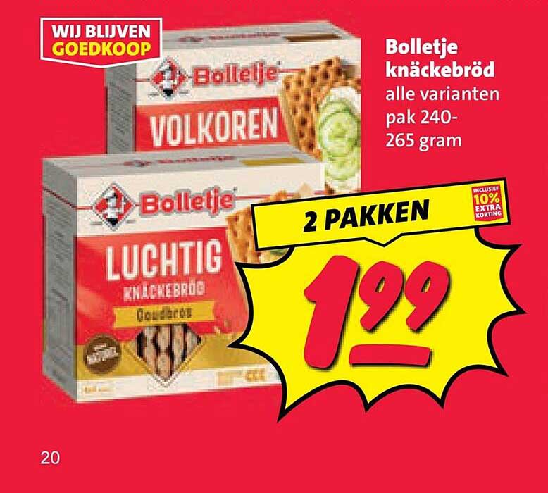 Bolletje knäckebröd alle varianten pak 240-265 gram 2 PAKKEN