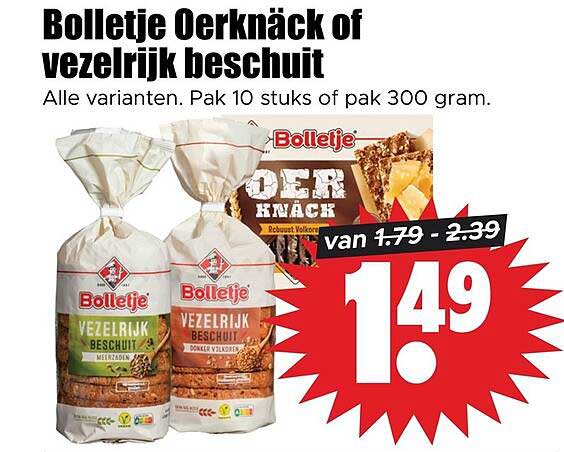 Bolletje Oerknäck of vezelrijk beschuit