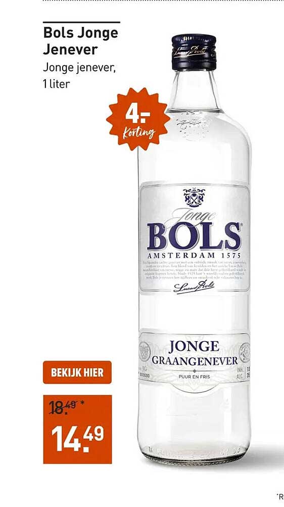 Bols Jonge Jenever 4,- korting