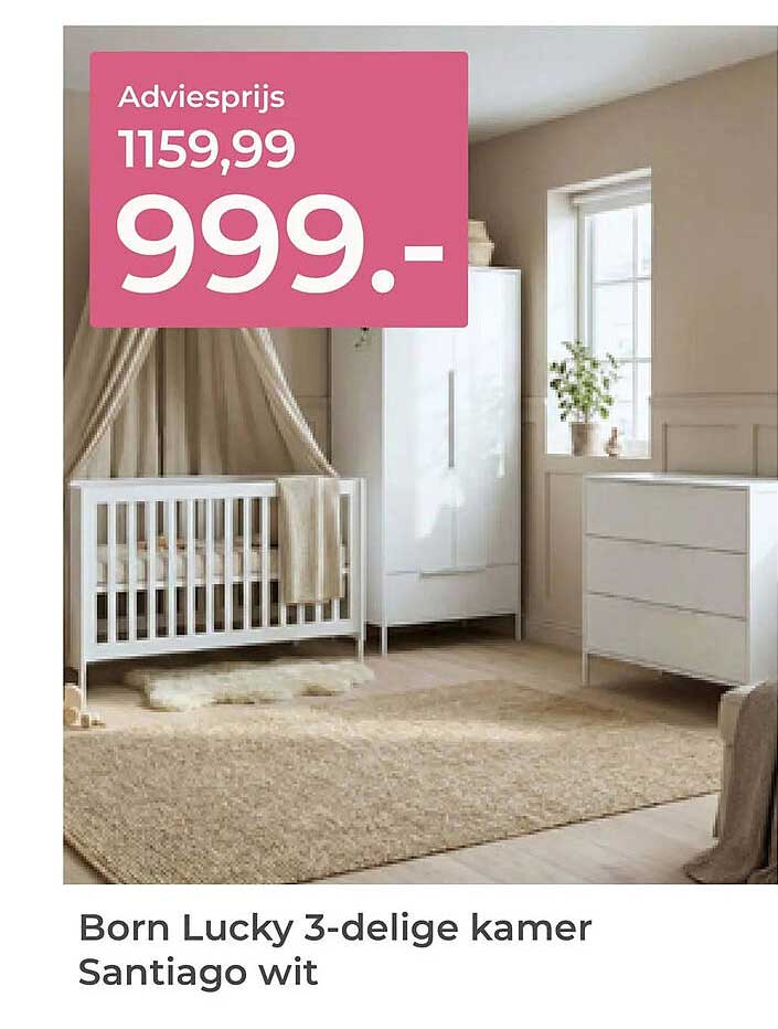 Born Lucky 3-delige kamer Santiago wit