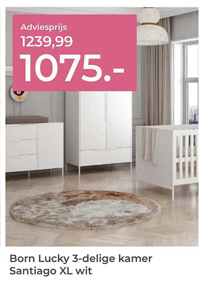 Born Lucky 3-delige kamer Santiago XL wit