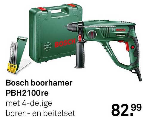 Bosch boorhamer PBH2100re met 4-delige boren- en beitelset
