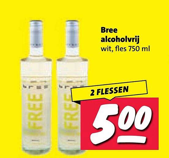 Bree alcoholvrij wit, fles 750 ml 2 FLESSEN