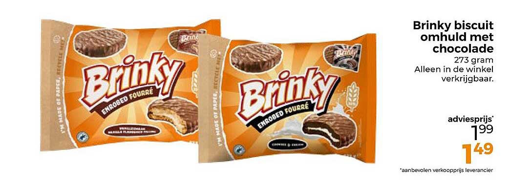Brinky biscuit omhuld met chocolade 273 gram