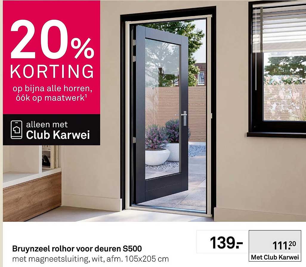 Bruynzeel rolhor voor deuren S500 met magneetsluiting, wit, afm. 105x205 cm