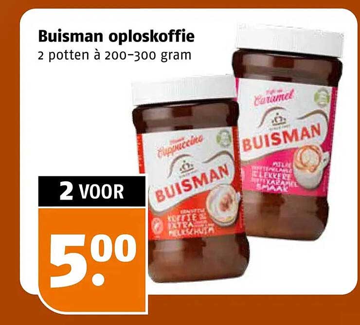 Buisman oploskoffie 2 potten à 200-300 gram