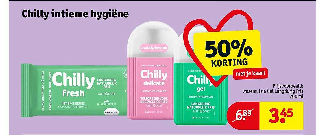 Chilly intieme hygiëne 50% KORTING met je kaart