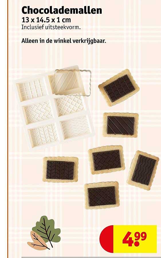 Chocoladematten 13 x 14.5 x 1 cm Inclusief uitstekvorm. Alleen in de winkel verkrijgbaar.
