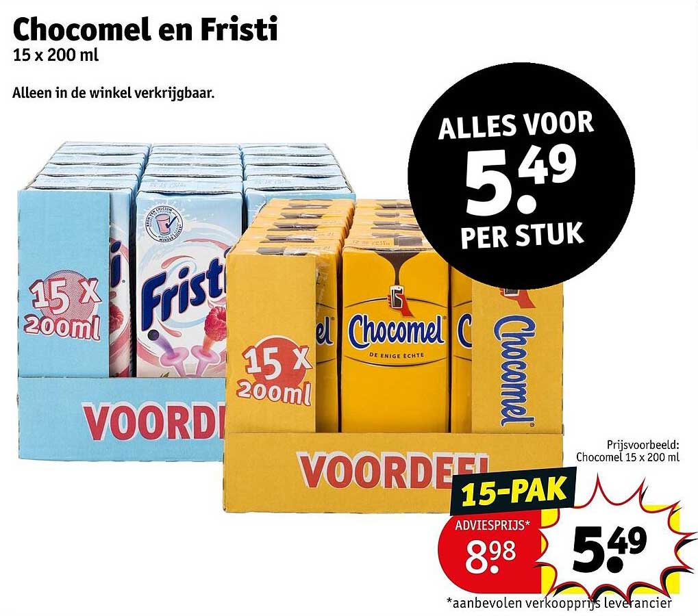 Chocomel en Fristi 15 x 200 ml