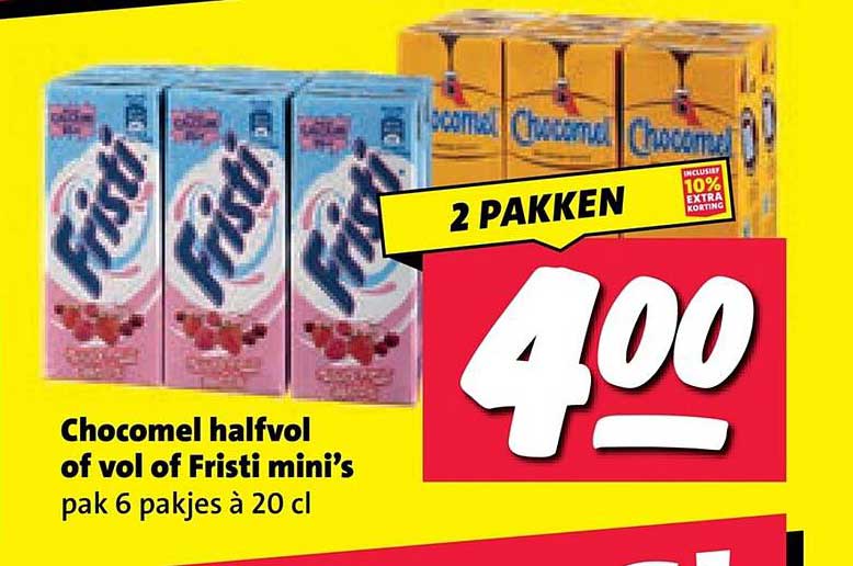 Chocomel halfvol of vol of Fristi mini’s pak 6 pakjes à 20 cl 2 pakken