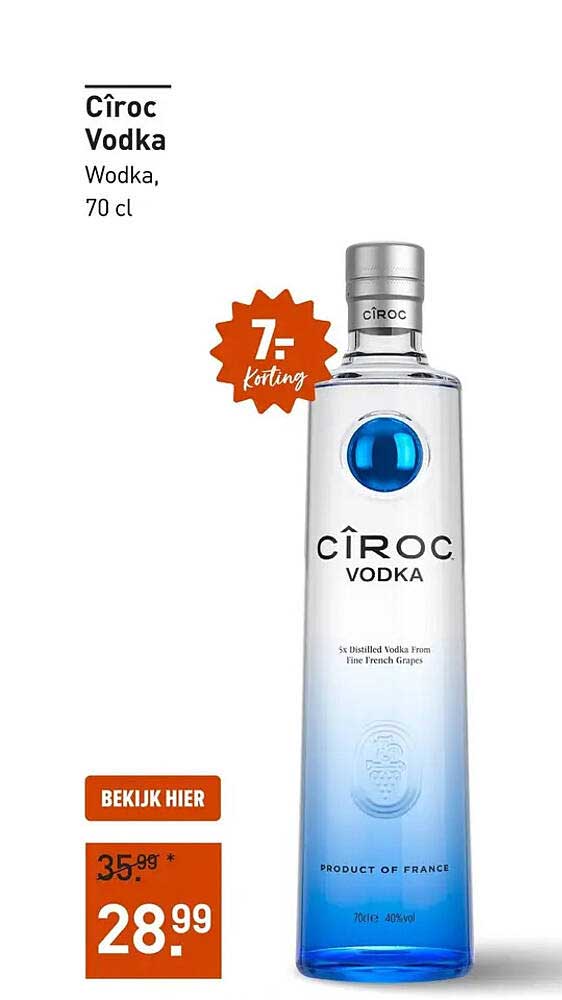 Cîroc Vodka 70 cl 7,- korting