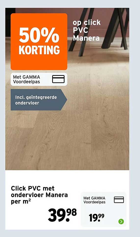 Click PVC met ondervloer Manera per m²