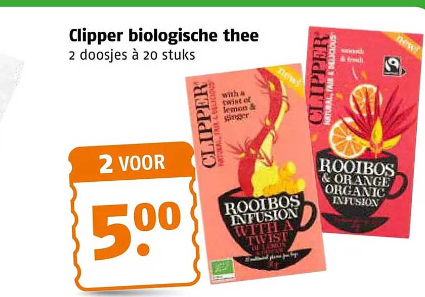 Clipper biologische thee 2 doosjes à 20 stuks 2 voor