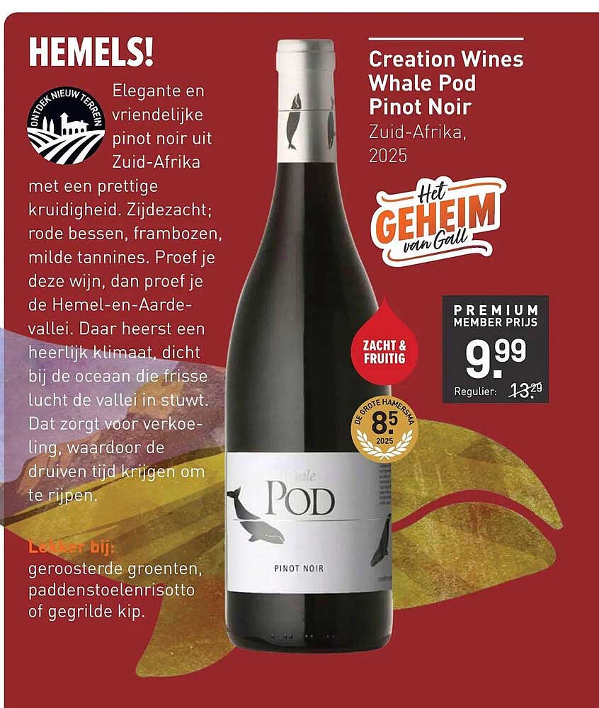 Creation Wines Whale Pod Pinot Noir Zuid-Afrika, 2025