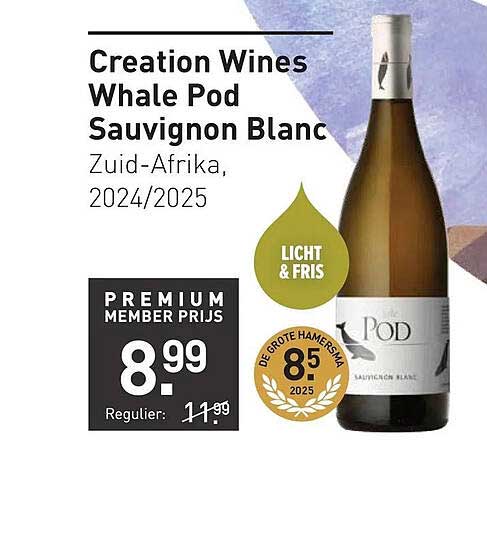 Creation Wines Whale Pod Sauvignon Blanc Zuid-Afrika, 2024/2025