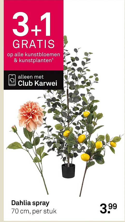 Dahlia spray 3+1 gratis op alle kunstbloemen & kunstplanten