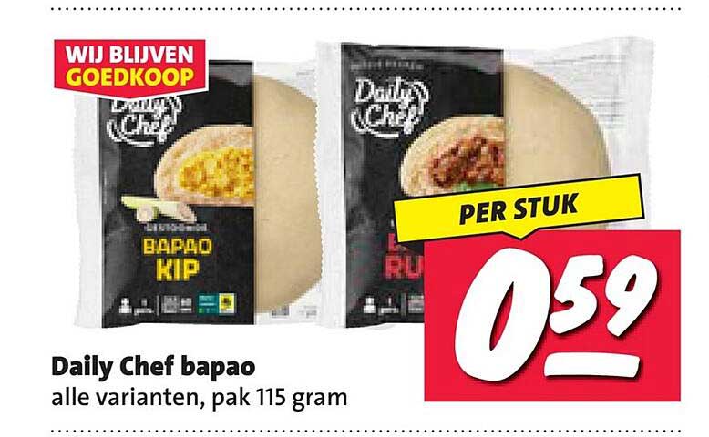 Daily Chef bapao alle varianten, pak 115 gram PER STUK
