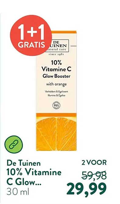 De Tuinen 10% Vitamine C Glow Booster 30 ml 1+1 GRATIS