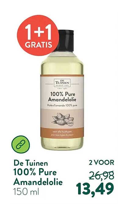 De Tuinen 100% Pure Amandelolie 1+1 GRATIS