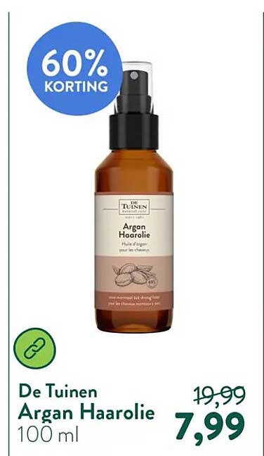 De Tuinen Argan Haarolie 100 ml 60% korting
