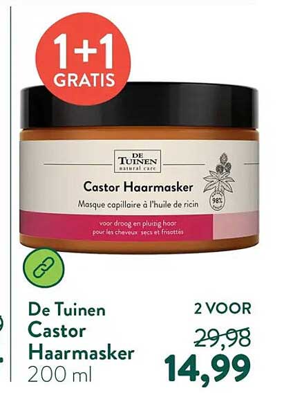 De Tuinen Castor Haarmasker 200 ml 1+1 gratis