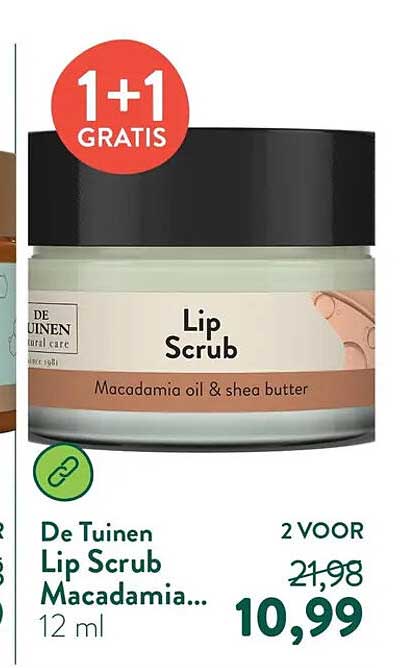 De Tuinen Lip Scrub Macadamia... 1+1 GRATIS