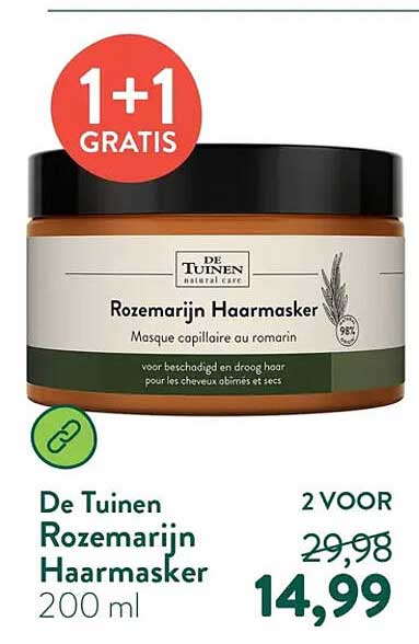 De Tuinen Rozemarijn Haarmasker 1+1 GRATIS