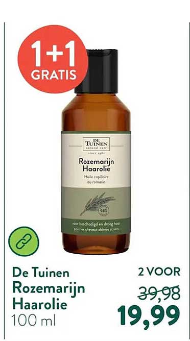 De Tuinen Rozemarijn Haarolie 100 ml 1+1 GRATIS