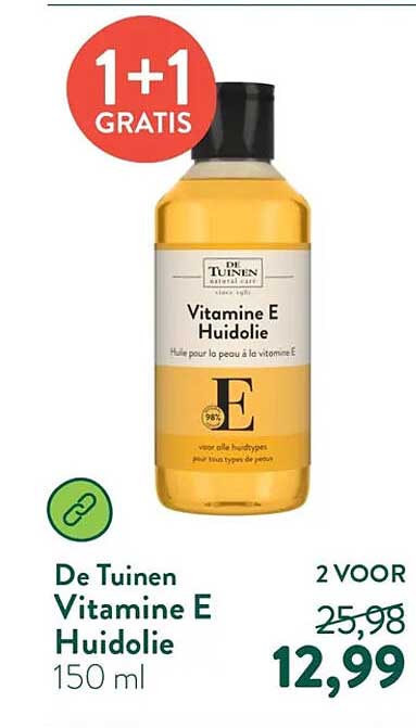 De Tuinen Vitamine E Huidolie 150 ml 1+1 GRATIS