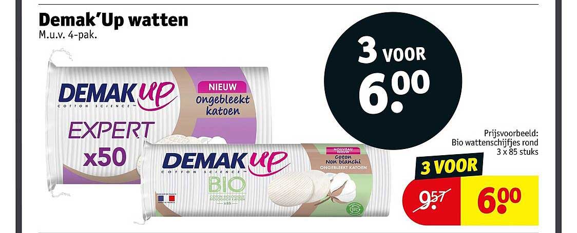 Demak'Up watten M.u.v. 4-pak. 3 voor 6.00