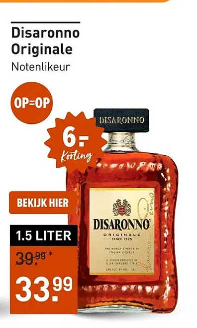 Disaronno Originale Notenlikeur 6= korting