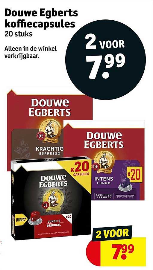 Douwe Egberts koffiecapsules 20 stuks 2 voor 7.99