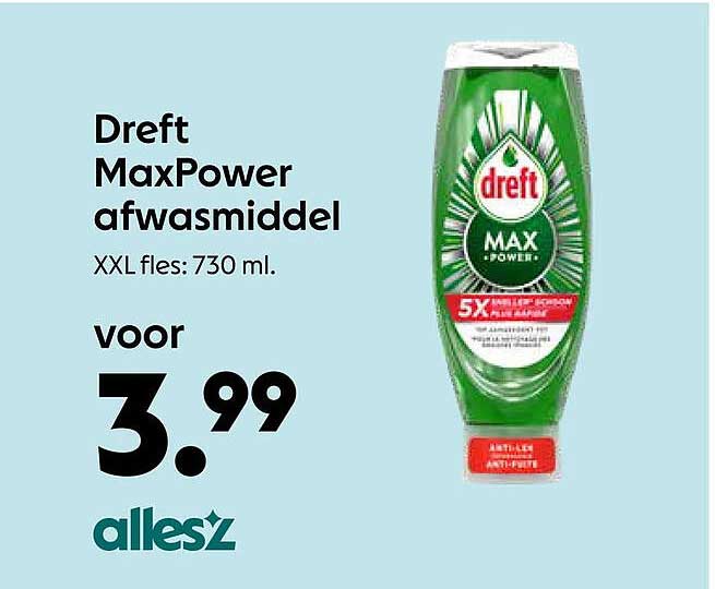 Dreft MaxPower afwasmiddel XXL fles: 730 ml.
