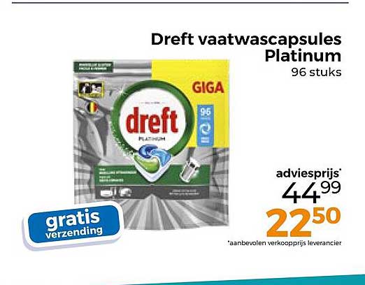 Dreft vaatwascapsules Platinum 96 stuks