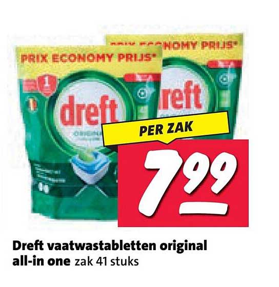 Dreft vaatwastabletten original all-in one zak 41 stuks PER ZAK