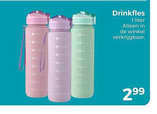 Drinkfles 1 liter Alleen in de winkel verkrijgbaar.