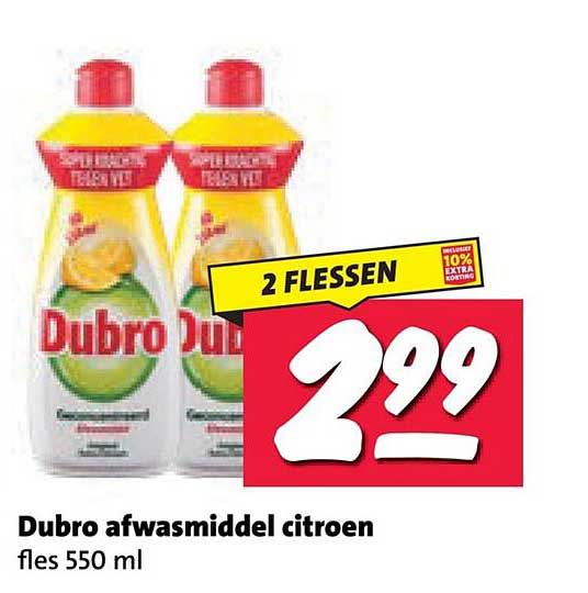 Dubro afwasmiddel citroen fles 550 ml 2 flessen