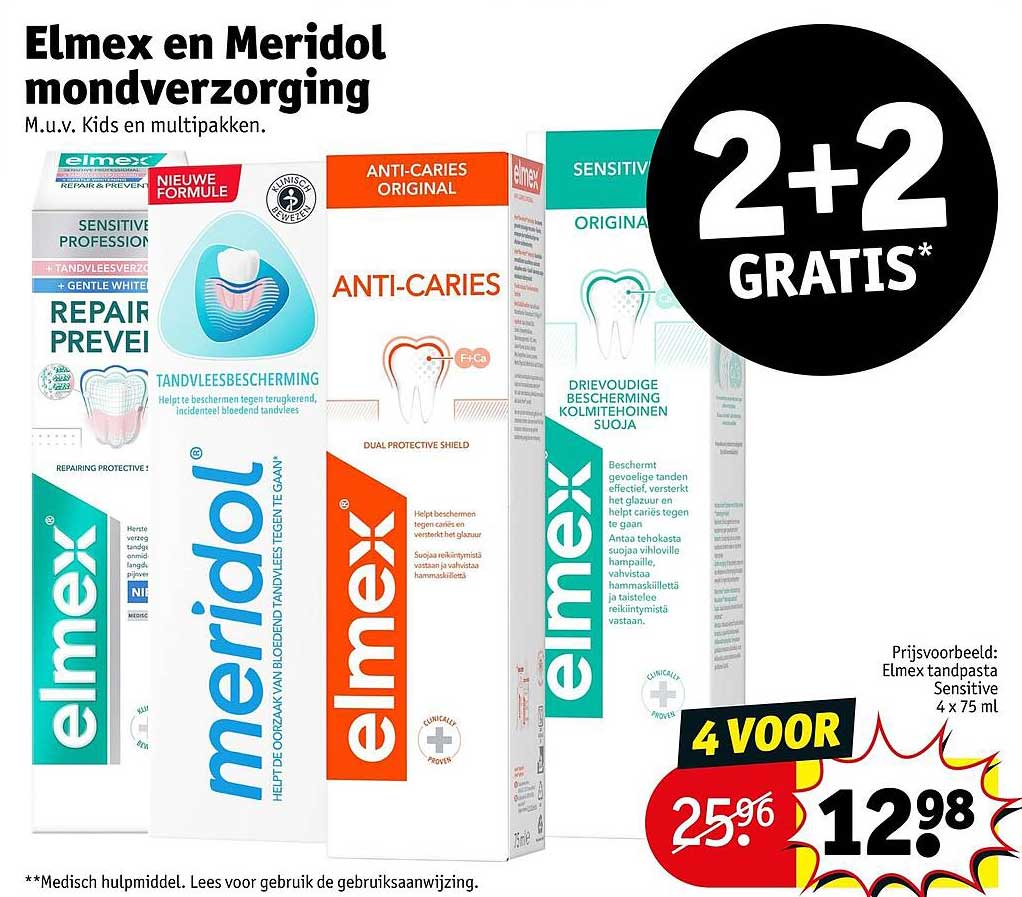 Elmex en Meridol mondverzorging 2+2 gratis