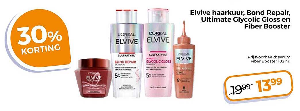 Elvive haarkuur, Bond Repair, Ultimate Glycolic Gloss en Fiber Booster