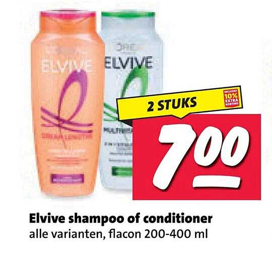 Elvive shampoo of conditioner alle varianten, flacon 200-400 ml 2 STUKS